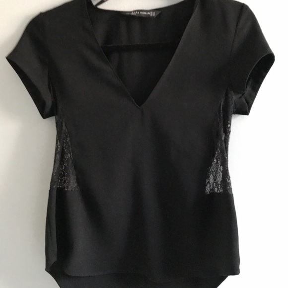 Zara Lace-side T-shirt Blouse - Picture 1 of 4